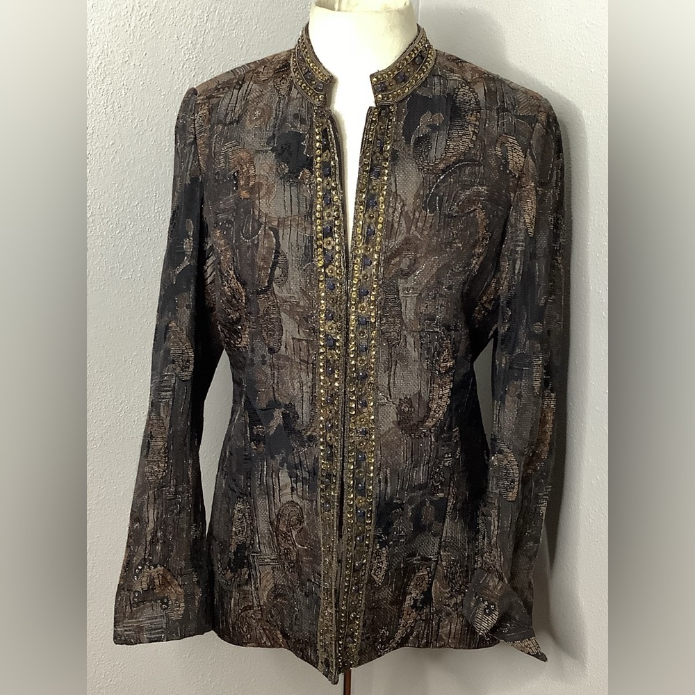 Chico’s Beaded Brocade Jacket 1/4